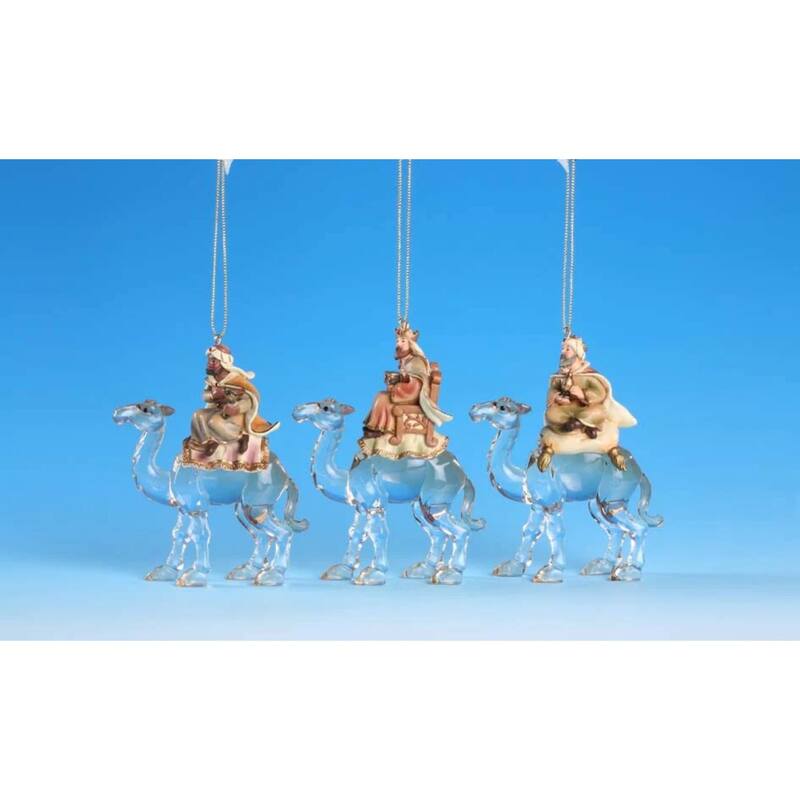 12 Icy Crystal Religious Three Kings Nativity Ornaments 4.5"