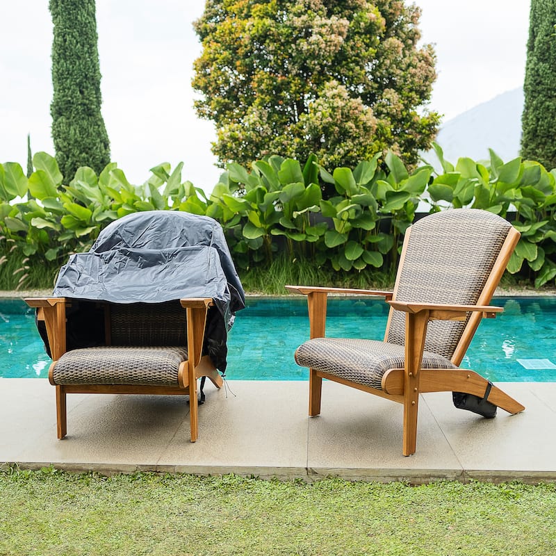 Cambridge Casual Camden Teak Patio Adirondack Chair Set of 2 with Padded Woven Seat