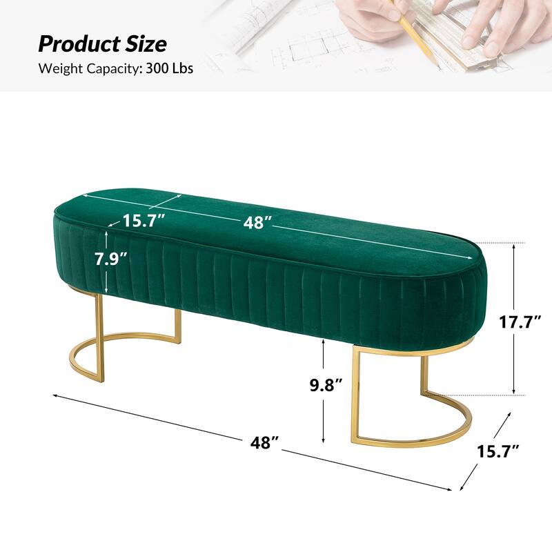 Justo 48" Wide Bench with Metal Base