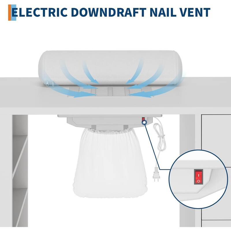 Manicure Table Nail Desk, Beauty Salon Workstation for Nail Tech