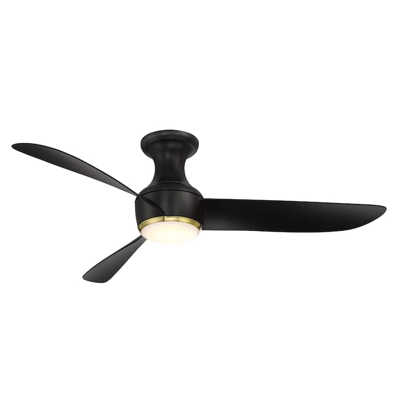 Corona 3-Blade Smart FlushMount Ceiling Fan 54in 3000K LED & Remote - N/A - Soft Brass Matte Black