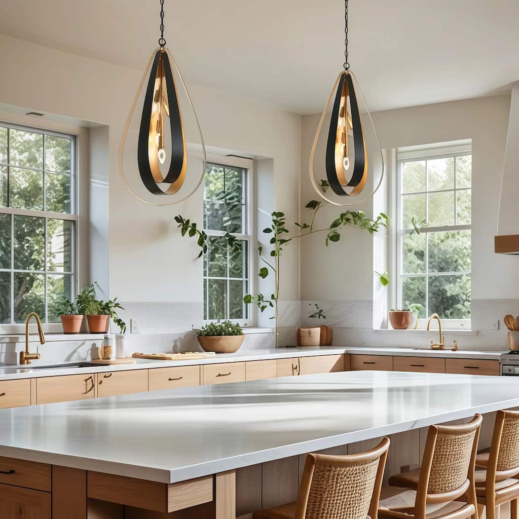 Dsmll Mid-century Modern 4-Light Chandelier Black Gold Lantern Pendant Lights for Dining Room