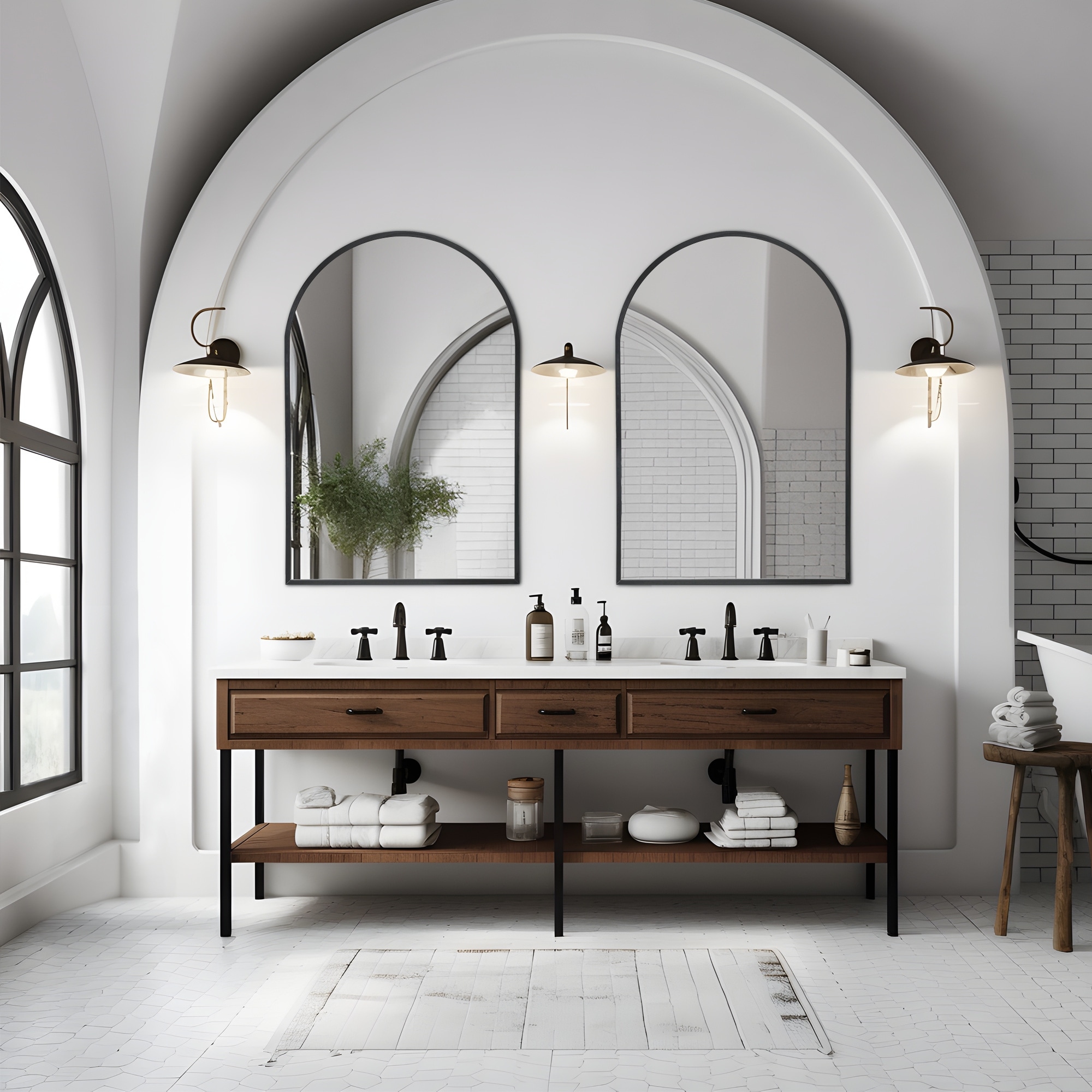 Modern Thin Frame Wall-mounted Vanity Mirror (Set Of 2） - 26*38