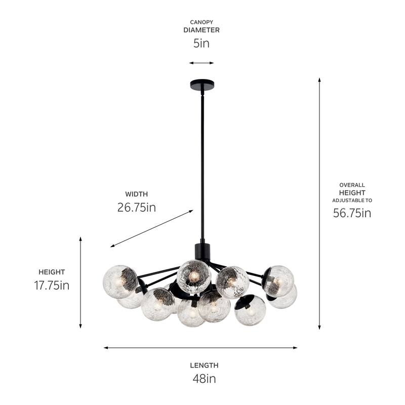 Kichler Lighting Silvarious Crackle Glass Convertible Chandelier