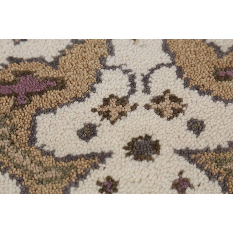 All-Over Ivory Oushak Oriental Runner Rug Handmade Wool Carpet - 2'6" x 7'11"