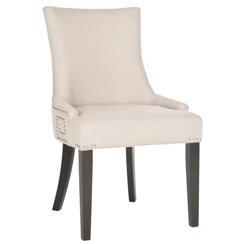 SAFAVIEH Louisa Taupe Linen Fabric Dining Chair (Set of 2) - 22.2" x 25.6" x 35.8" - 22"W x 26"D x 36"H