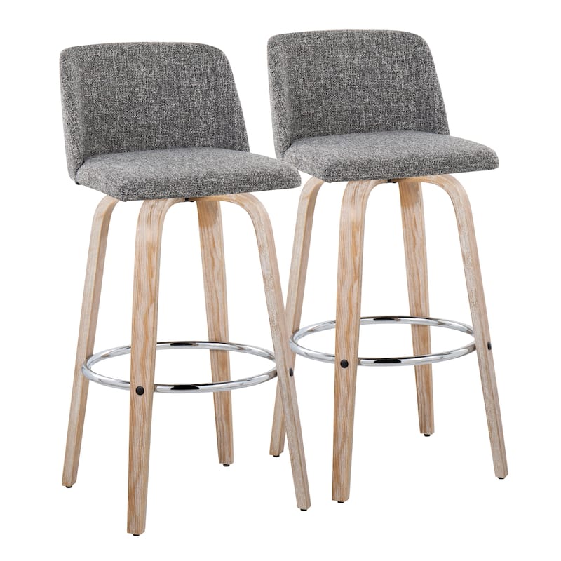 The Gray Barn Vallberga 30" Fixed-Height Bar Stool with White Washed Wood Base (Set of 2)