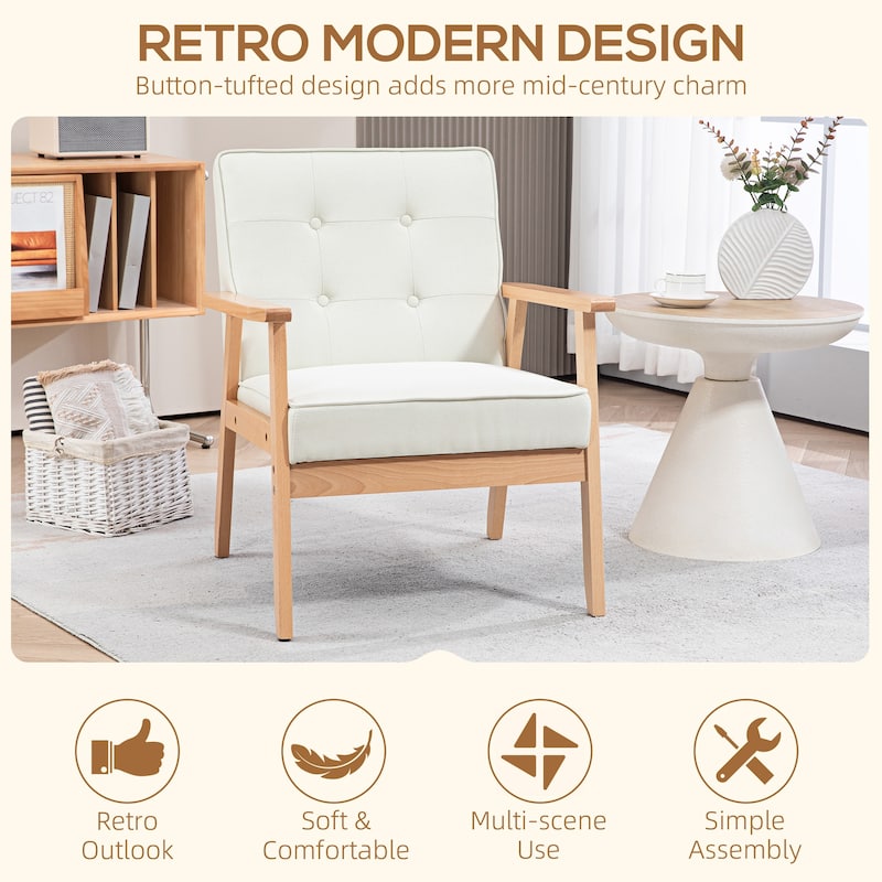 Accent Arm Chair With Upholstered Tufted Back