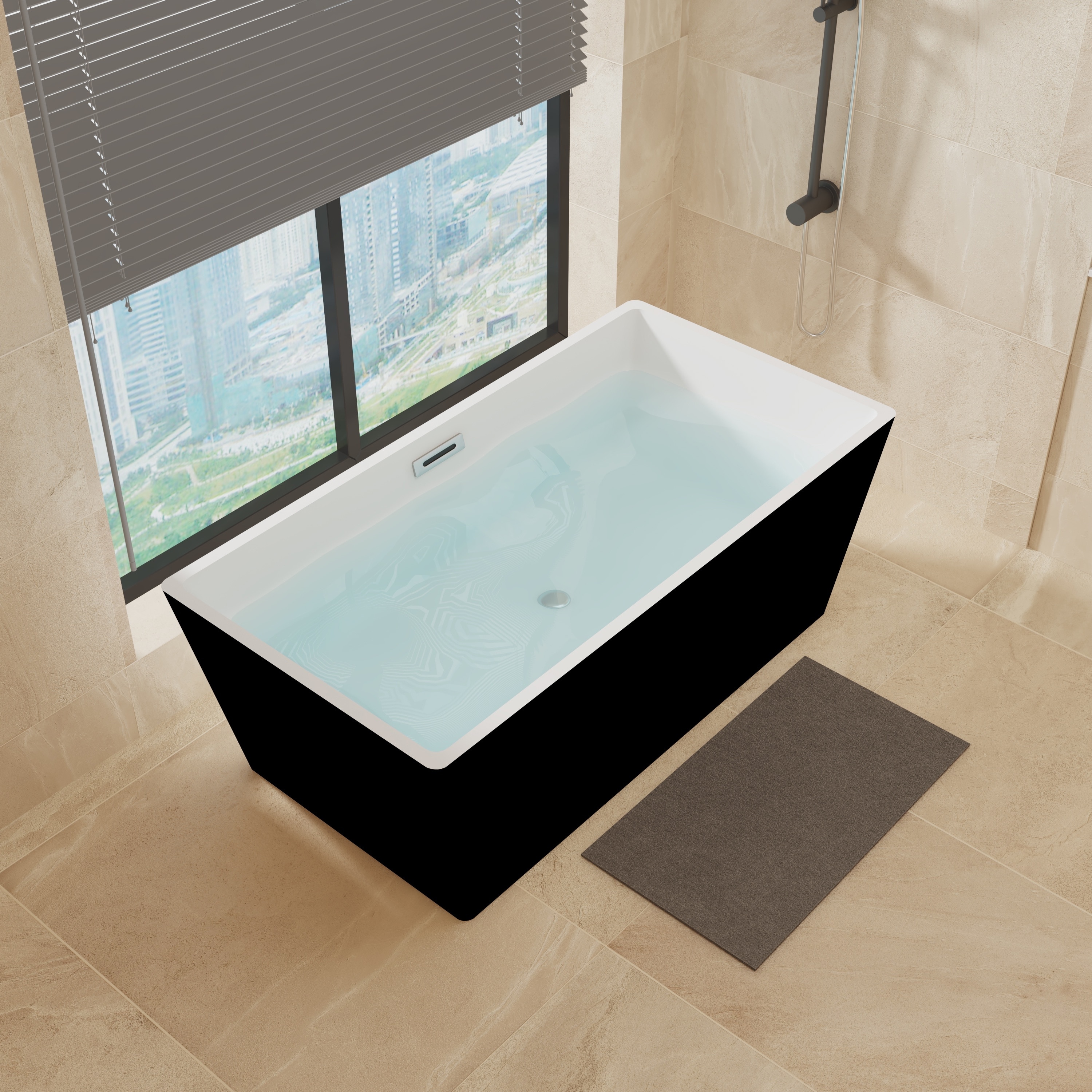 67 in. x 29.5 in. Free Standing Soaking Tub Flatbottom Freestanding Bathtub with Anti-Clogging Drain in Matte Black