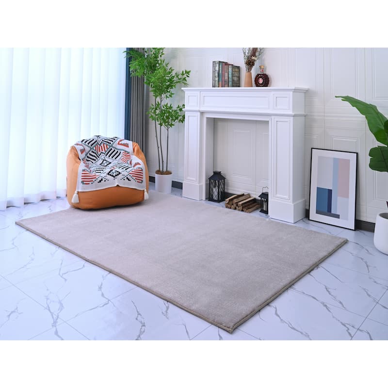 Asteri Collection Beige Solid Color Area Rug - 5' x 7'