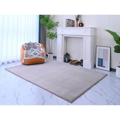 Asteri Collection Beige Solid Color Area Rug - 5' x 7'
