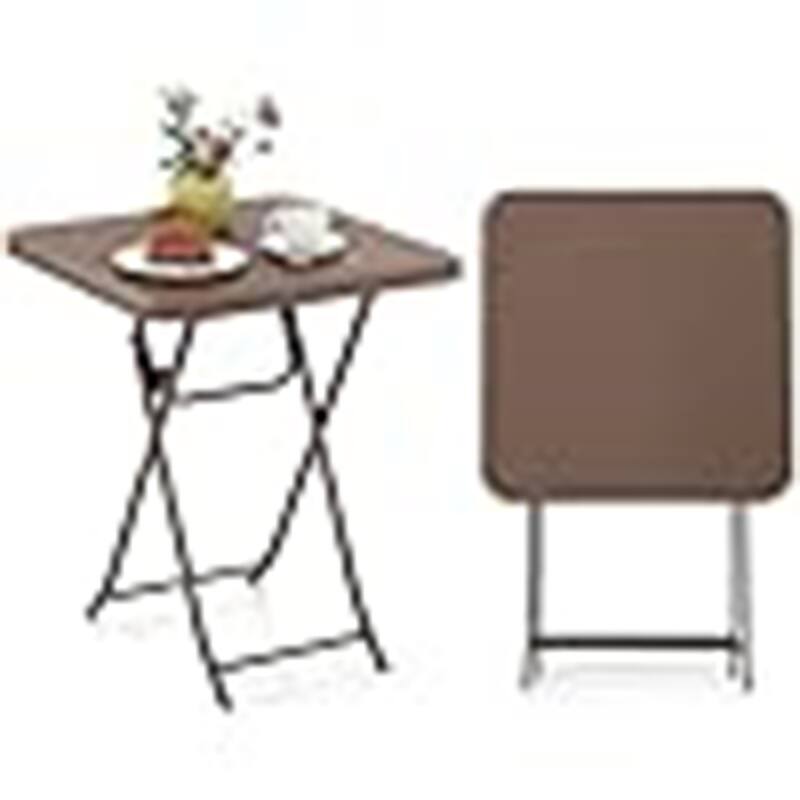 23.5" Square Folding Table HDPE Foldable Patio Bistro Table - Brown