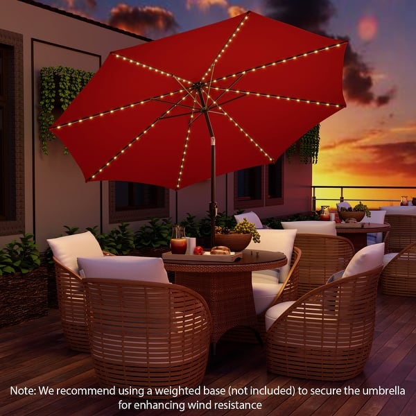 lighted patio table umbrella 10FT Solar Powered 24 LED Umbrella, Market Umbrella, Grey Enjoy effortless opening and closing with the user Costway 10 FT 112 LED