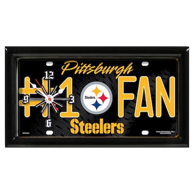 NFL Wall/Desk Analog Clock, #1 Fan with Team Logo - Pittsburgh Steelers