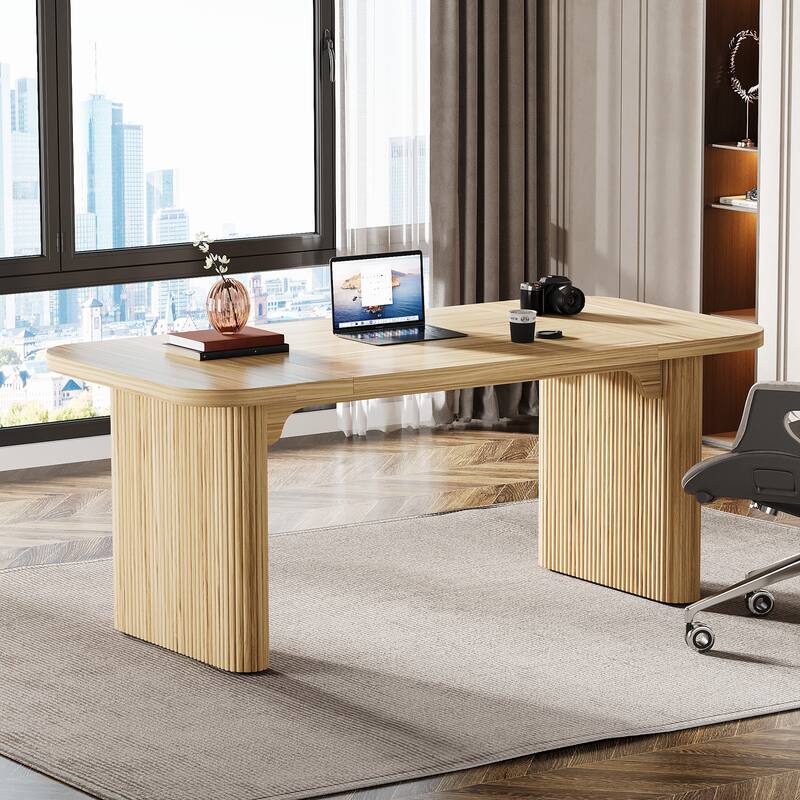 Large Wood Executive Desk, Modern Computer Desk, Home Office Workstation Boss Desk