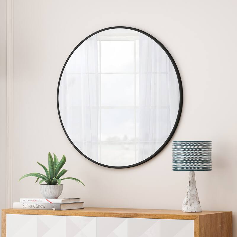 Jeffrey Modern Glass Framed Wall Mirror by GDFStudio