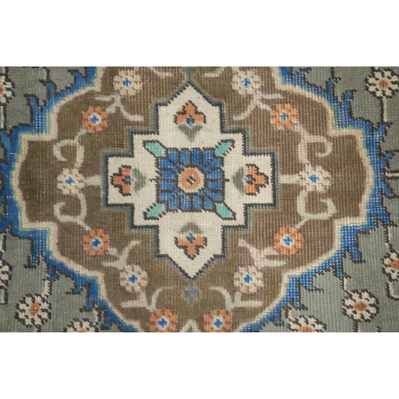 Hand Knotted Oriental 100% Wool Carpet Traditional Medallion Green Tabriz Area Rug - 4' 6'' X 3' 2''