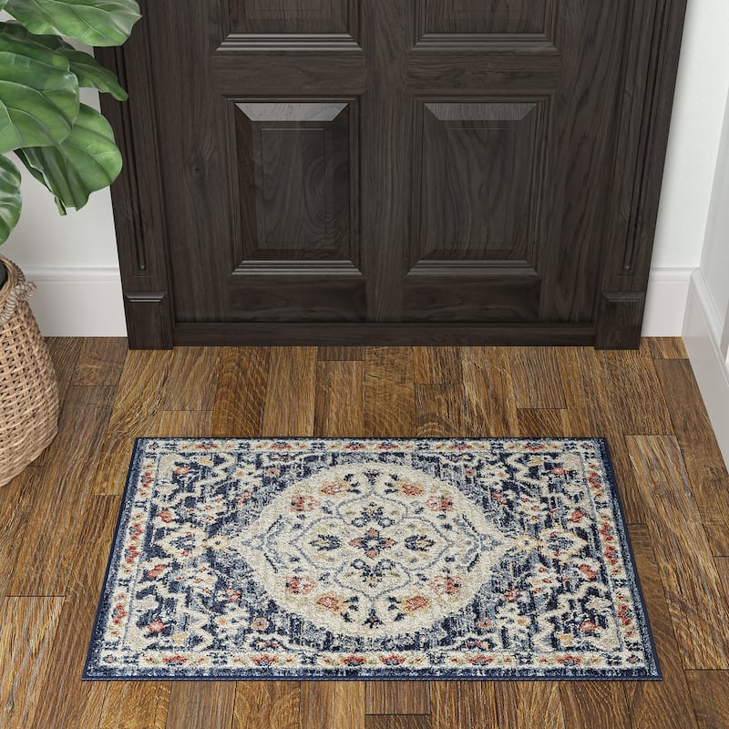 Tucson Traditional Medallion Indoor Area Rug - 2' x 3' - Navy/Navy
