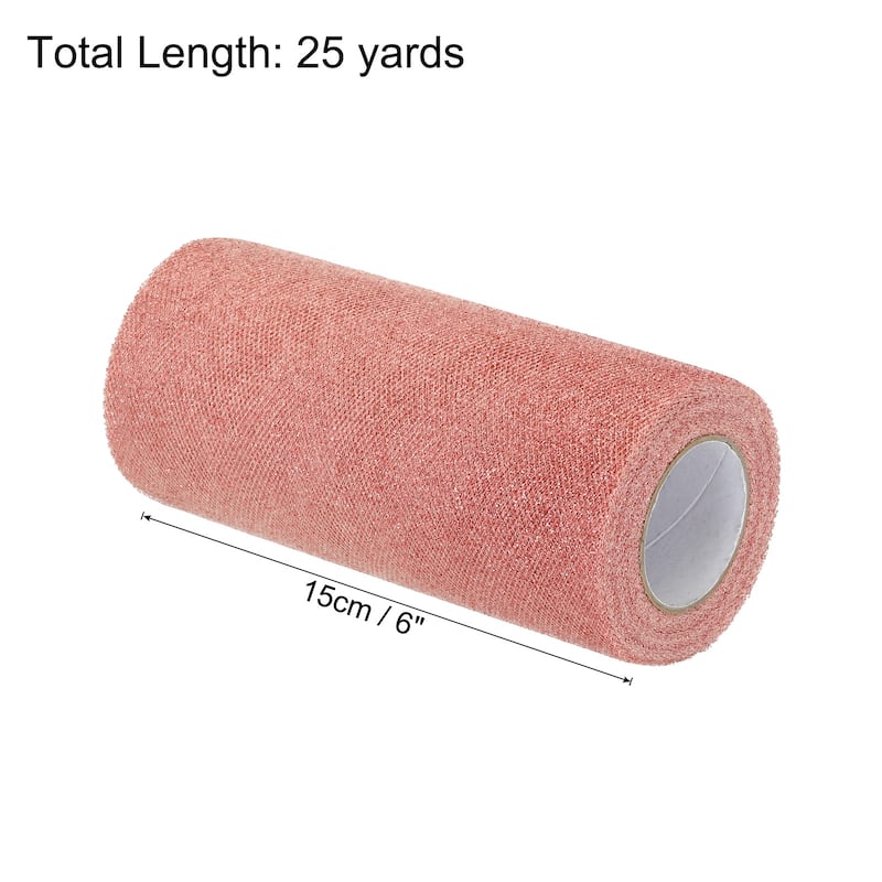 6" Sequin Tulle Ribbon Rolls Glitter Sparkly Netting Fabric for Gift - Rose Gold - 25 Yards