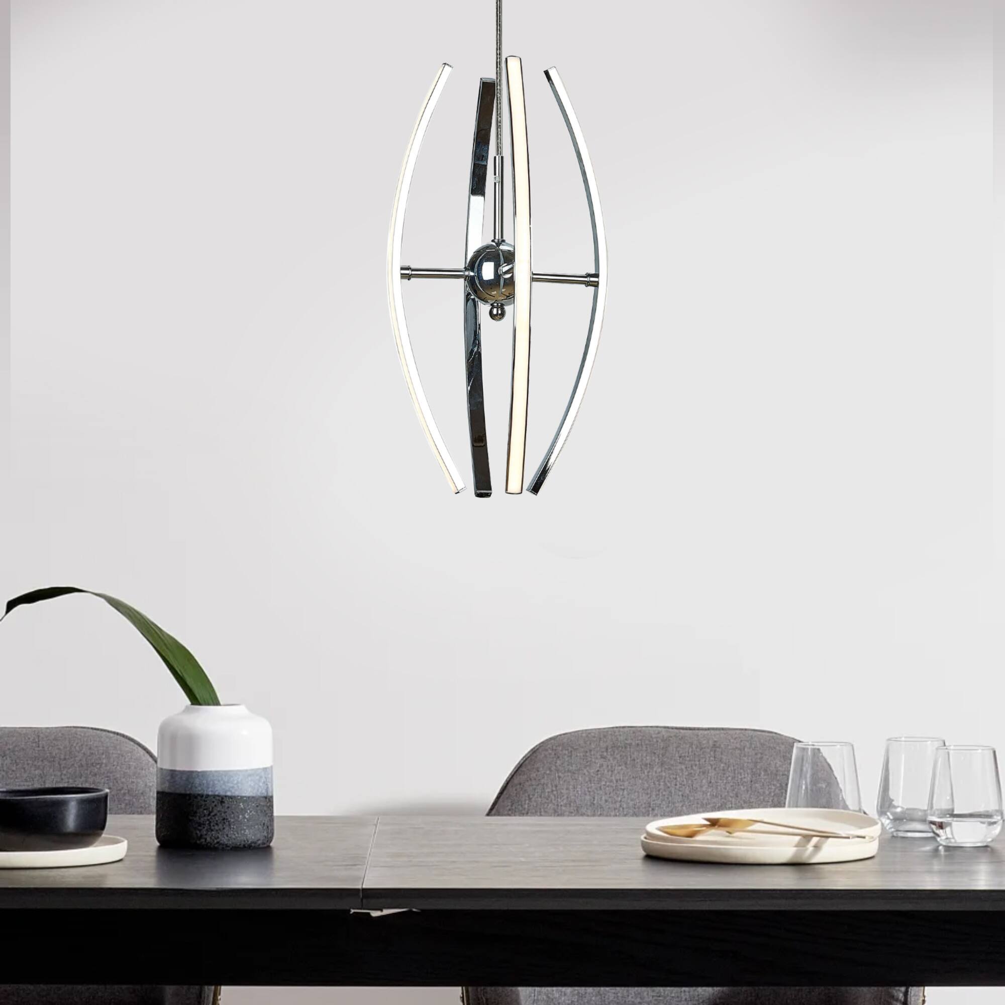 4 Light LED Array Pendant, Vertical Curved design - Chrome - Bed Bath ...