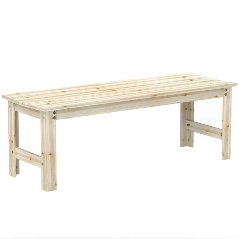 Solid Pine Wood Two-Seat Garden Bench with Slatted Seat - 47.2" L x 16.5" W x 16.5" H - Nature