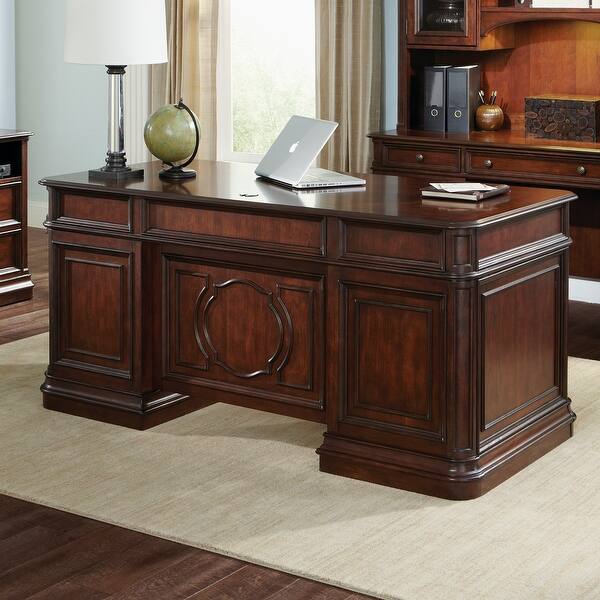 slide 2 of 13, Brayton Manor Cognac Jr Executive Desk Chocolate