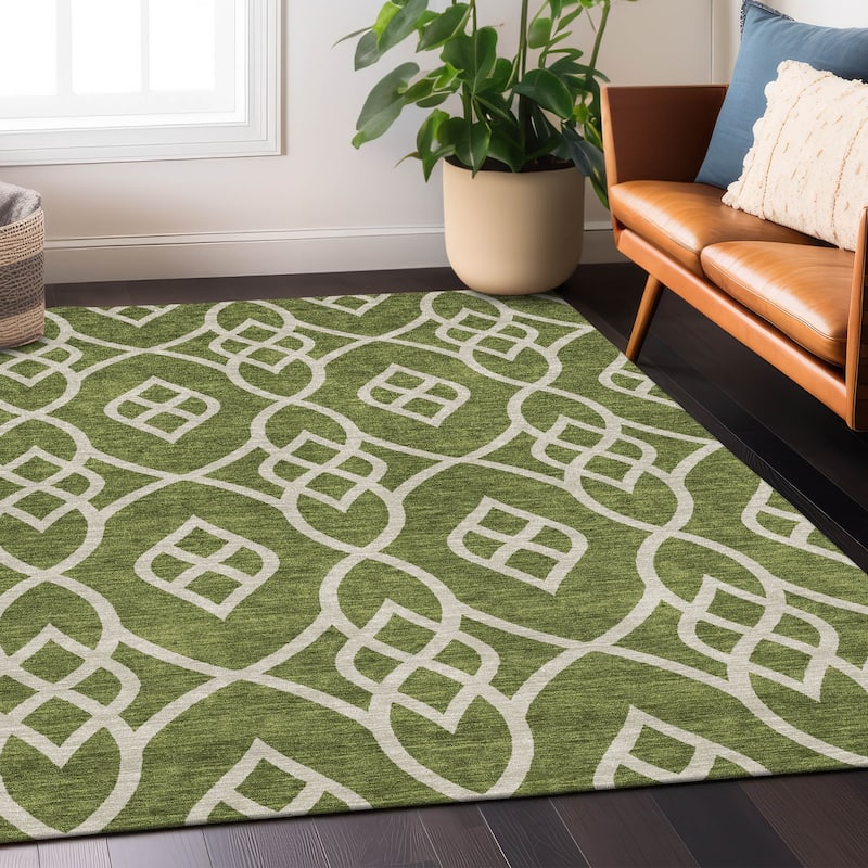 Machine Washable Indoor/ Outdoor Chantille Trellis Modern Rug
