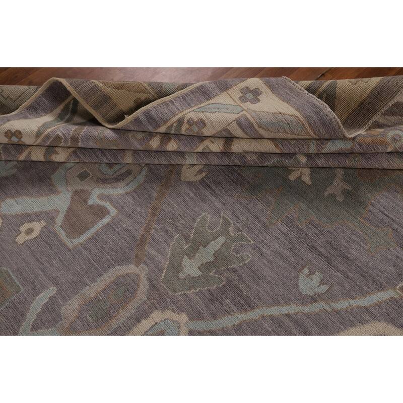 All-Over Gray Oushak Turkish Large Rug Hand-Knotted Wool Carpet - 10'3"x 13'10"
