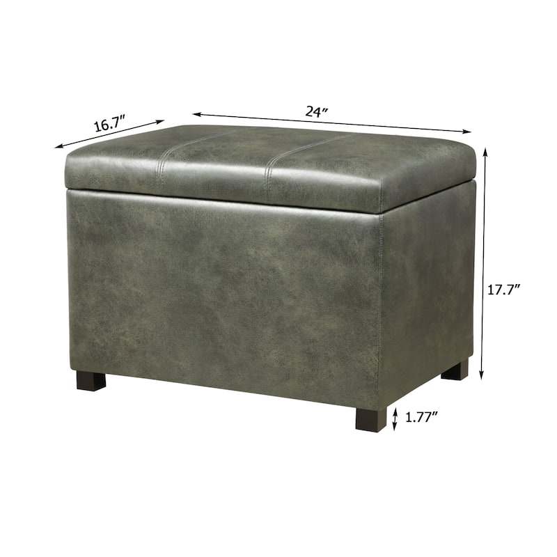 Adeco Faux Leather Storage Ottoman for Living Room Footstool