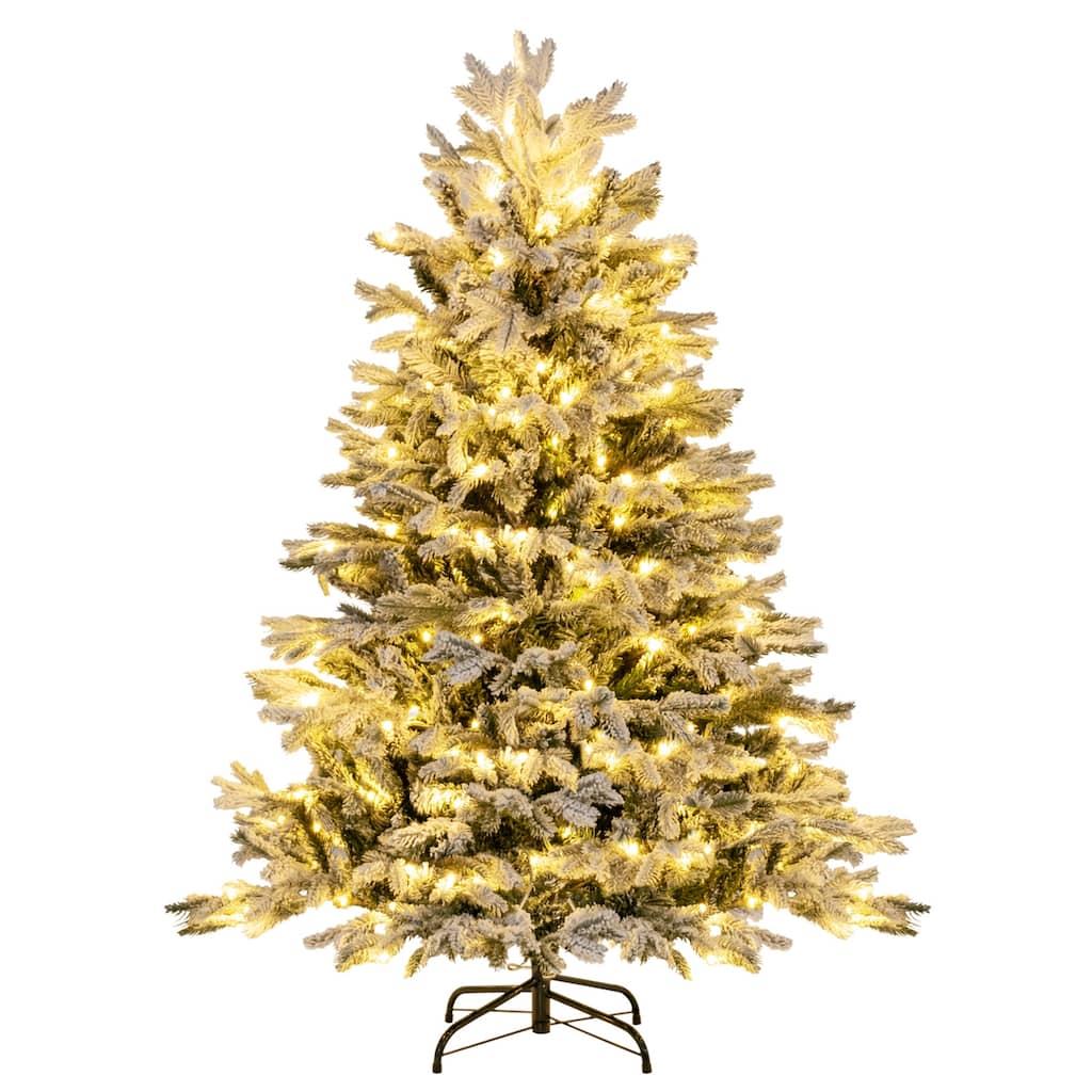Costway 4.5 FT/6FT/7FT Pre-Lit Christmas Tree Snow Flocked Hinged Xmas