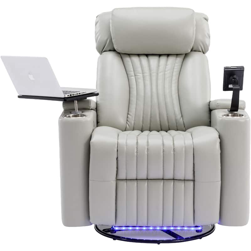 270° Power Swivel Lift Recliner Chair with Cell Phone Stand & Cup Holders, Swivel Tray Table, Lazy Boy Sofa Chair for Home