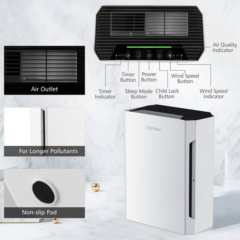 H13 HEPA Air Purifier Portable Air Cleaner w/ Adjustable Wind Speeds