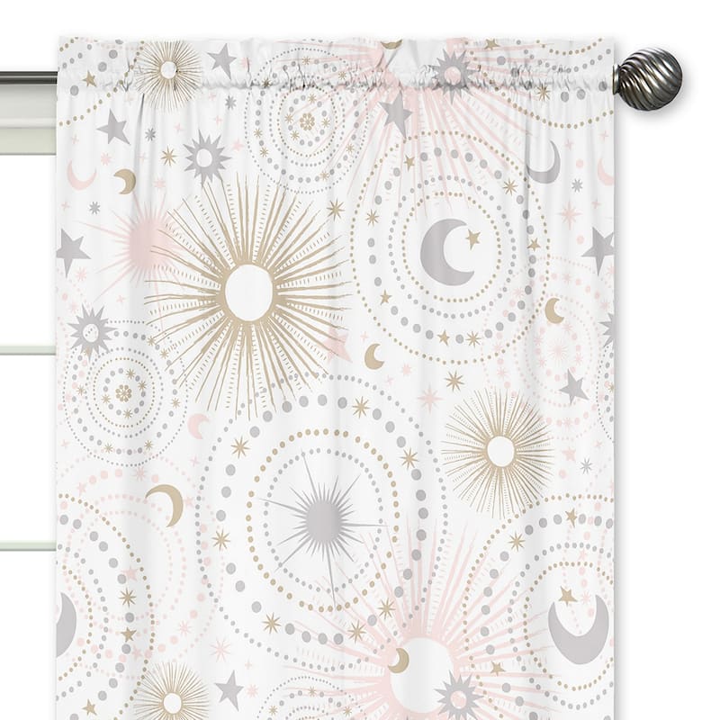 Sweet Jojo Designs Pink, Gold and Grey Star and Moon Celestial Collection 84-inch Window Treatment Curtain Panel Pair