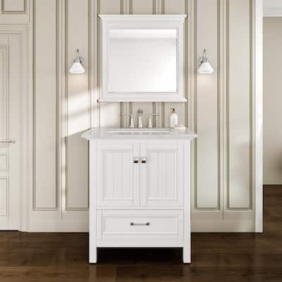 Eviva Britney 30" Bath Vanity with White Carrara Marble Top