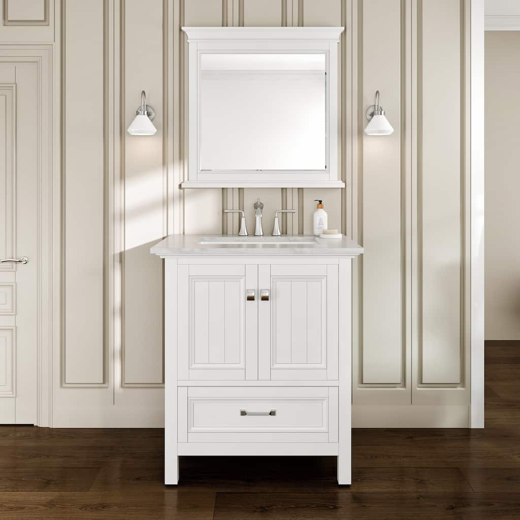 Eviva Britney 30" Bath Vanity with White Carrara Marble Top