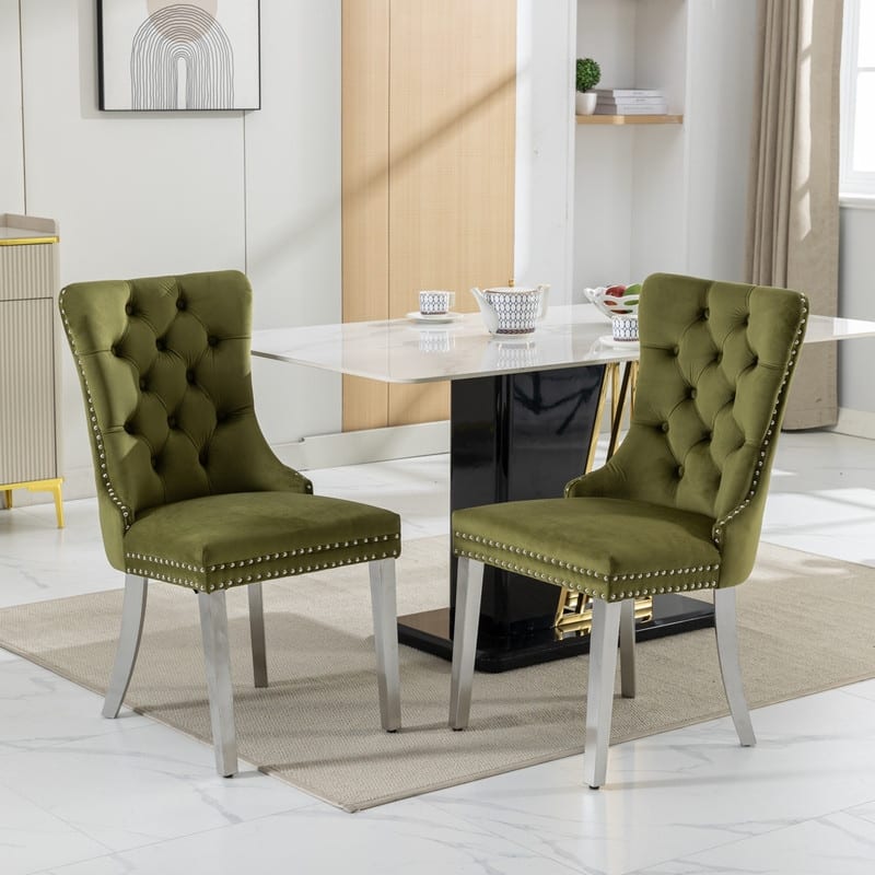 Contemporary Velvet Upholstered Dining Chair Set of 4