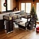 preview thumbnail 2 of 12, Espresso Triple Bunk,Twin-Twin over Full L-Shaped Bunk Bed With 3 Drawers, Portable Desk and Wardrobe