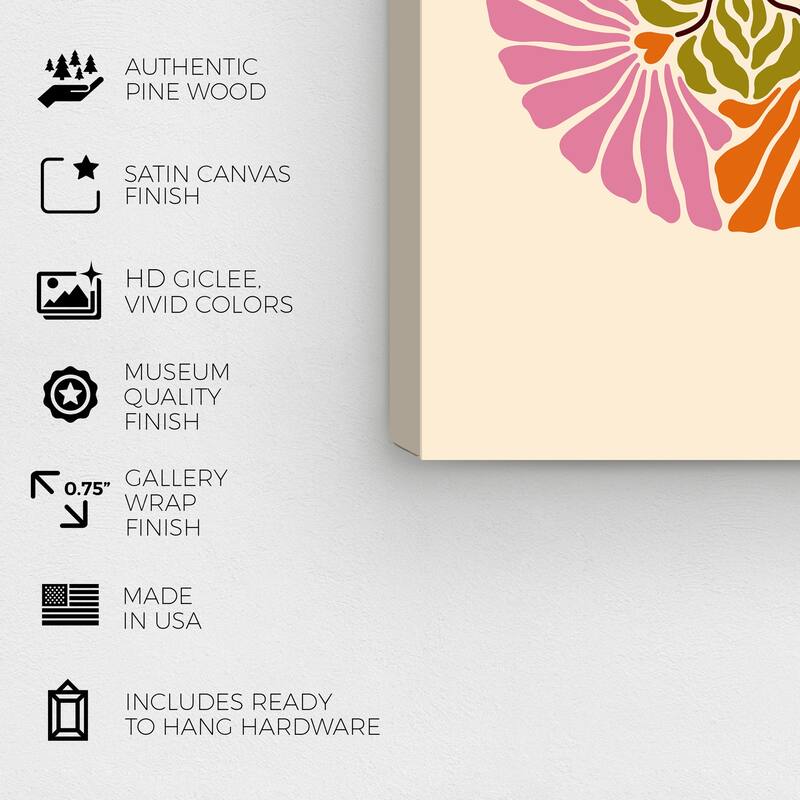 Wynwood Studio Canvas Floral and Botanical Floral Circle Orange and Dark Orange Modern & Contemporary Wall Art Canvas Print