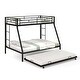 preview thumbnail 2 of 17, Costway Twin Over Full Metal Slats Bunk Bed Frame with Trundle, Guard