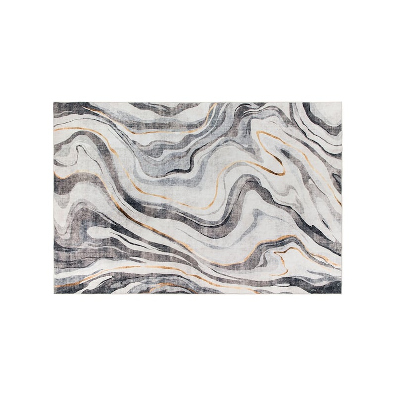 World Rug Gallery Contemporary Marble Washable Non Slip Area Rug