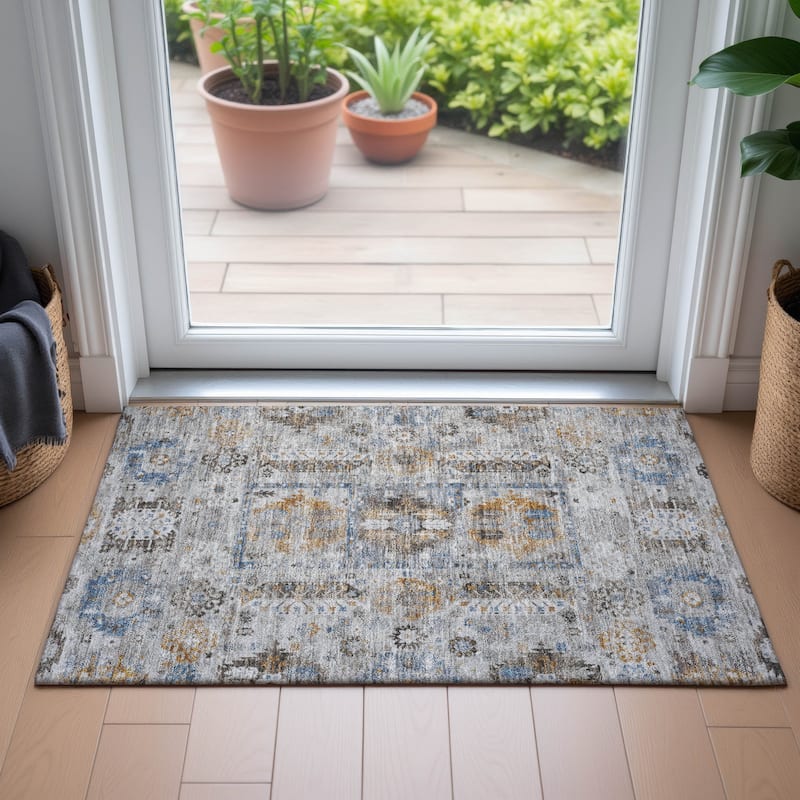 Machine Washable Indoor/Outdoor Global Inspirations Chantille Rug