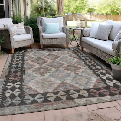 Machine Washable Indoor/ Outdoor Boho Global Chantille Rug