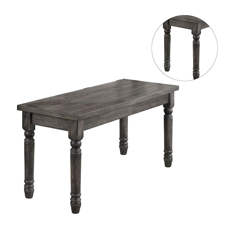 Rectangular Wooden Bench in Weathered Gray