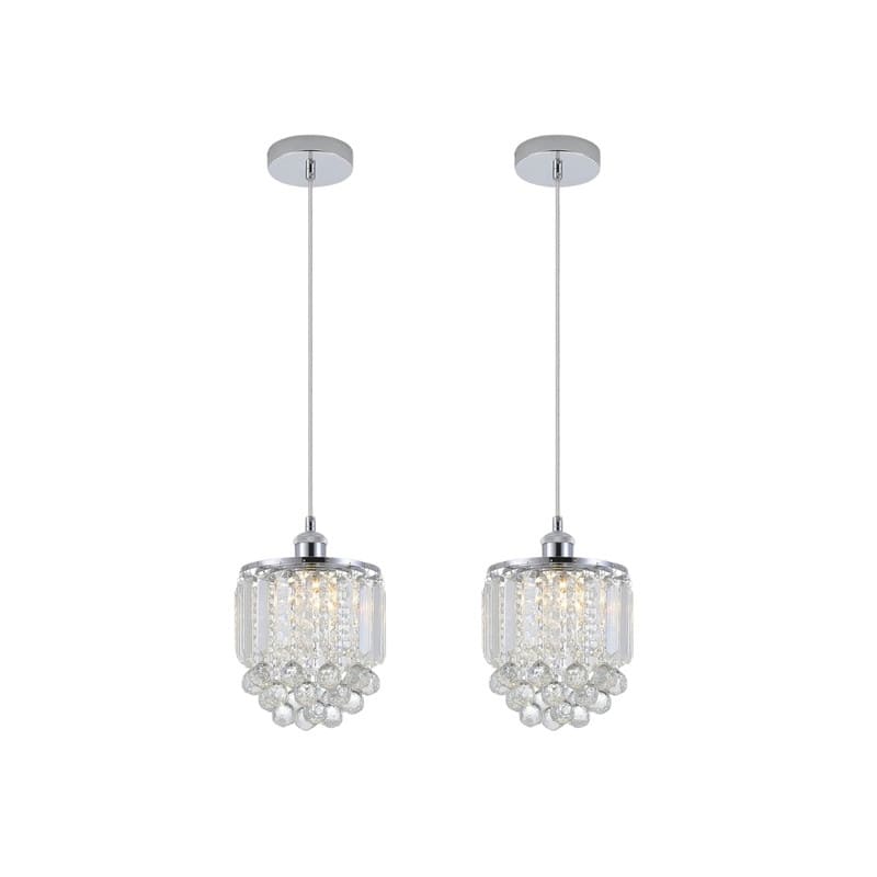 2 Pack living room lighting silver hanging lights Crystal, metal pendant light
