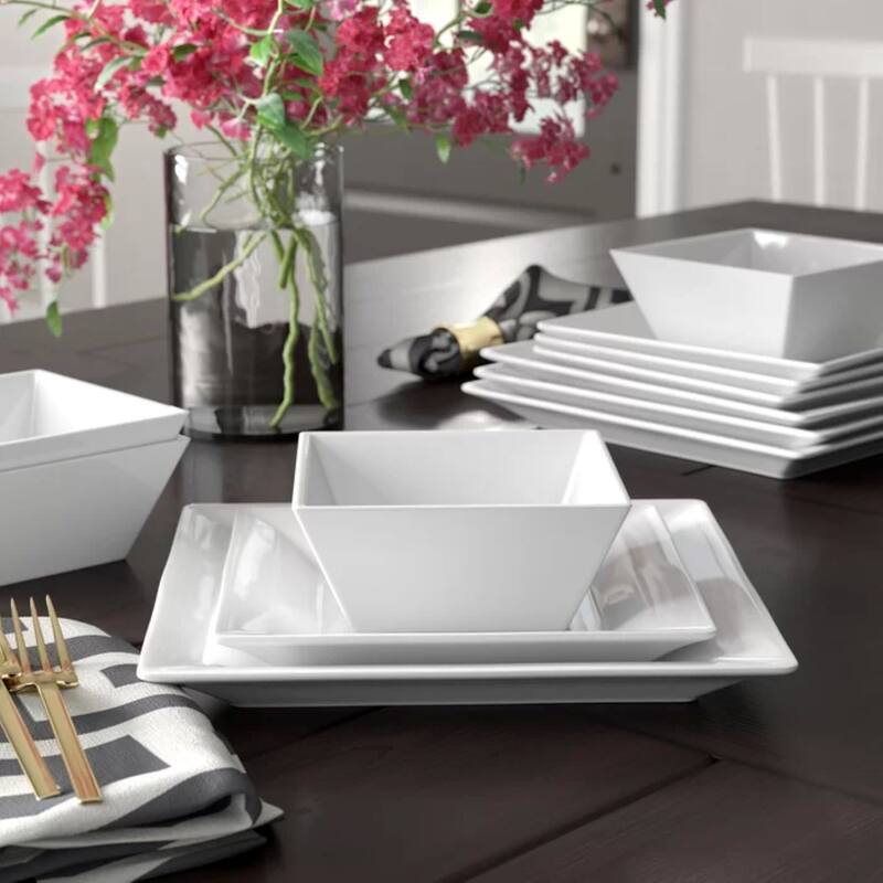Kingsley White 12Pc Dinner Set Dinner, Salad, Bowl Rb