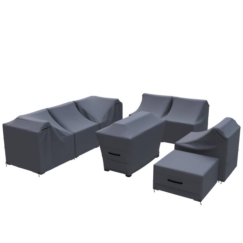 Bushrah Outdoor Sectional 8-Piece Patio Furniture Cover - 30 x 44 x 22