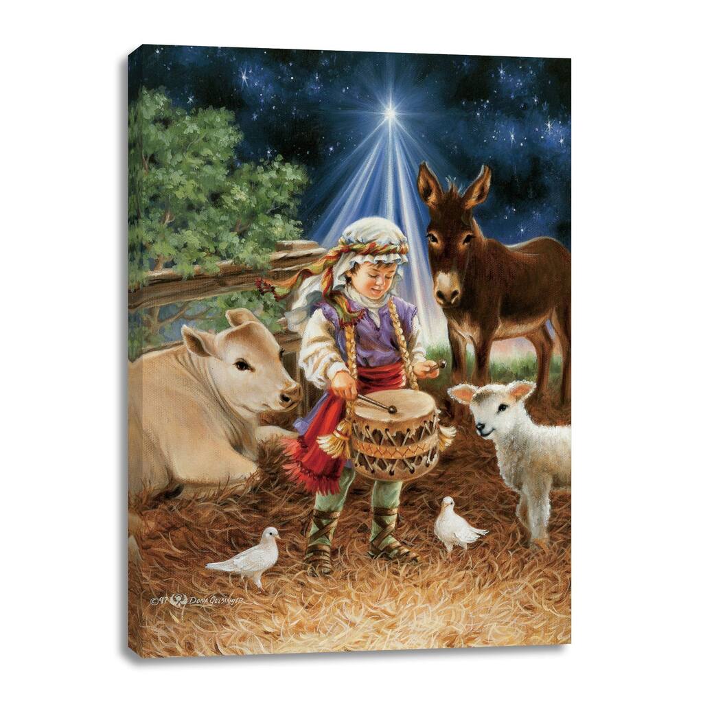 Blue Brown Little Drummer Boy Canvas Wall Art Decor 14"x10"