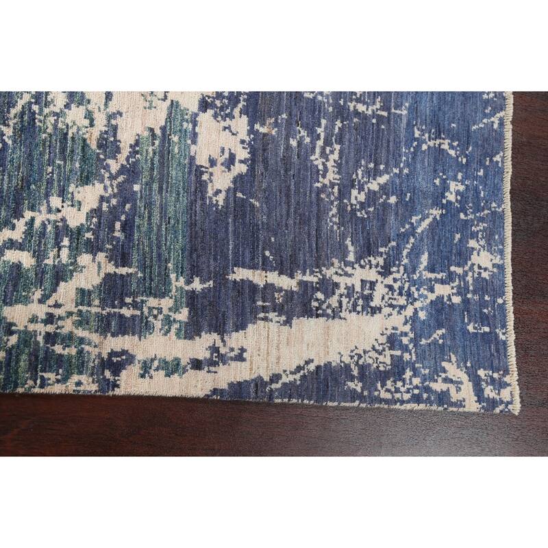 Contemporary Abstract Oriental Wool Area Rug Hand-knotted Foyer Carpet - 4'11" x 6'11"