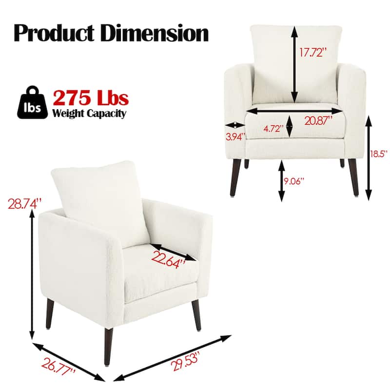 Modern Accent Chair, Teddy Fabric Chairs Lounge Armchair