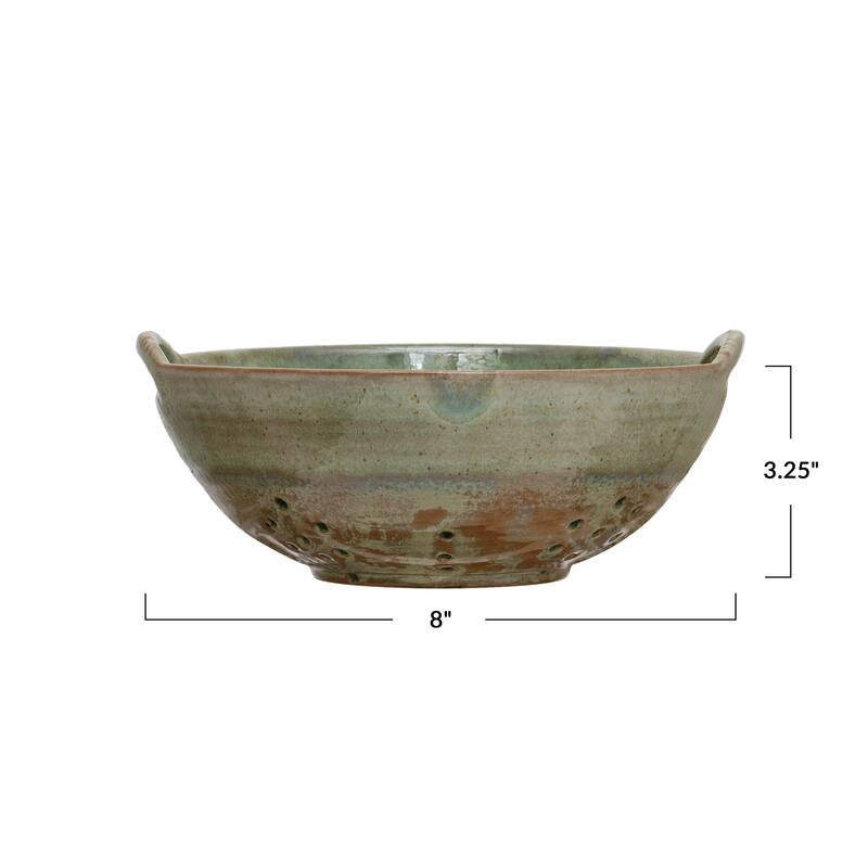 Stoneware Berry Bowl with Handles - 8.4"L x 7.9"W x 3.4"H